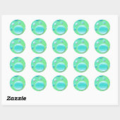 Lime and Aqua Polka Dot 1.5" Round Sticker (Sheet)