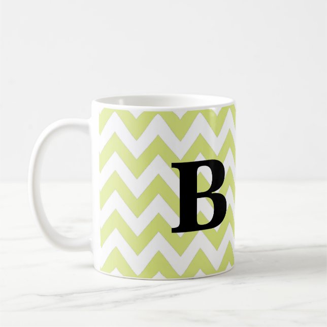 Lime and Black Chevron Monogram Mug (Left)