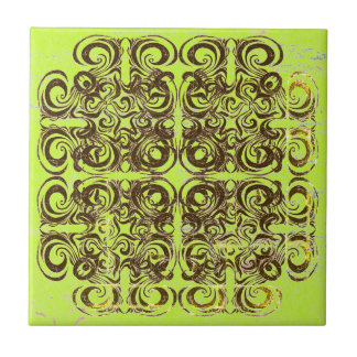 Lime and Brown Pattern Retro Tiles