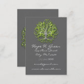 Lime and Brown Swirled Tree Business Card (Front/Back)