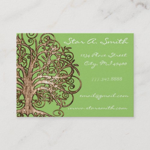 Lime and Brown Tree Business Card Templates