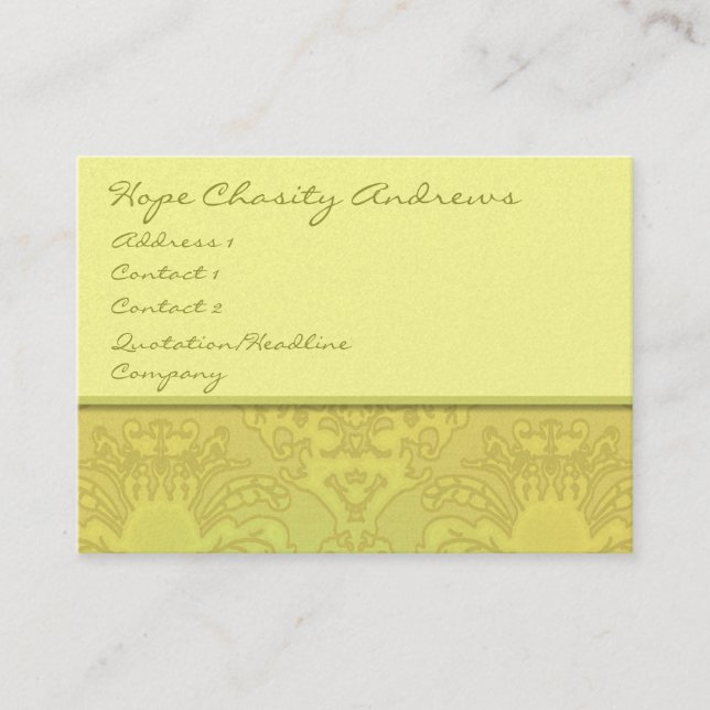 Lime and Gold Damask Floral - Business Card (Front)