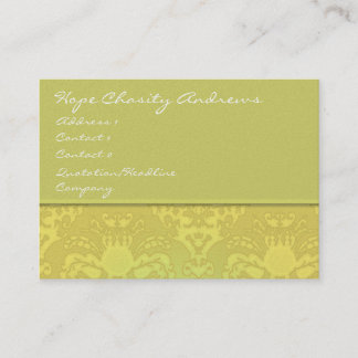 Lime and Gold Damask Floral - Business Card