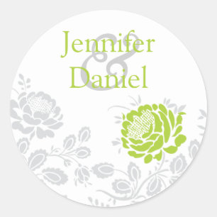Lime and Gray Damask Envelope Seal