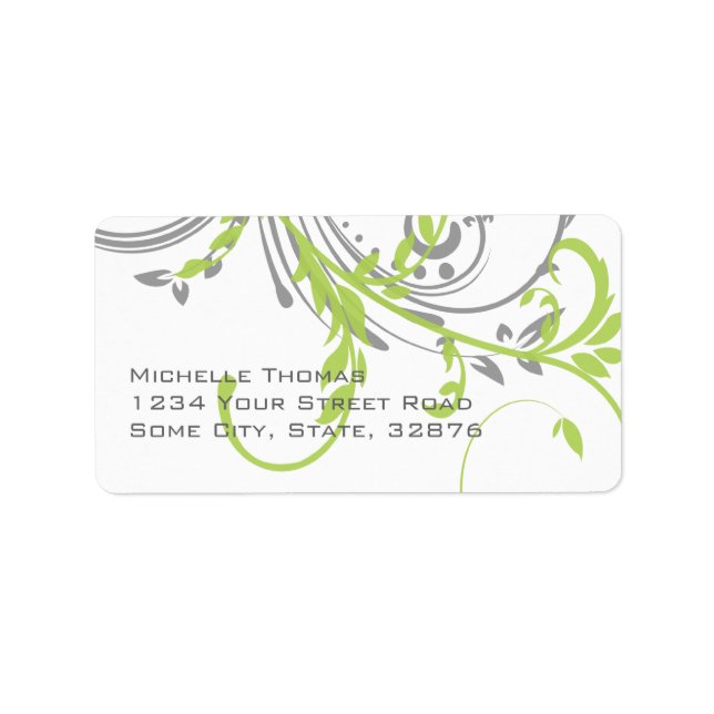 Lime and Gray Double Floral Return Address Label (Front)