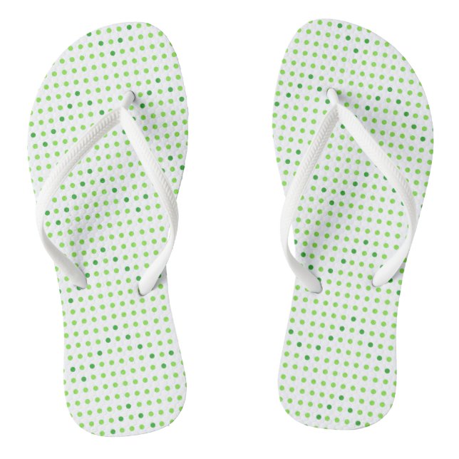 Lime and Green Chevron Pattern Dots Flip Flops (Footbed)
