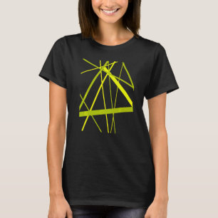 Lime And Green Geometric Strips Cut Out Pattern T-Shirt