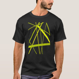 Lime And Green Geometric Strips Cut Out Pattern T-Shirt