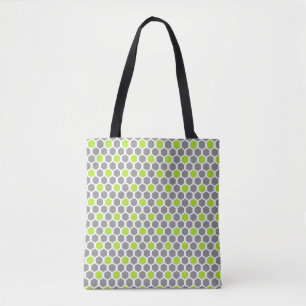 Lime and Grey Hexagon Pattern Tote Bag