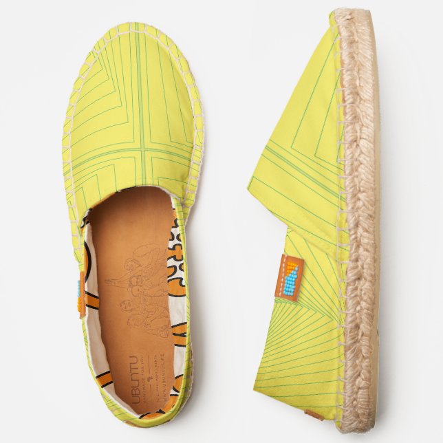 Lime and Lemon Geometric Abstract Espadrilles (Side)