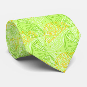 Lime and Lemon Slices Pattern Neck Tie