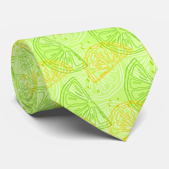 Lime and Lemon Slices Pattern Neck Tie (Rolled)