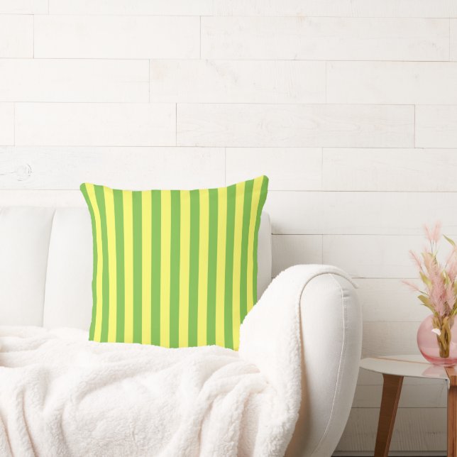 Lime and Lemon Stripes Throw Pillow (Couch)
