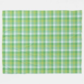 Lime and Light Blue Check Fleece Blanket