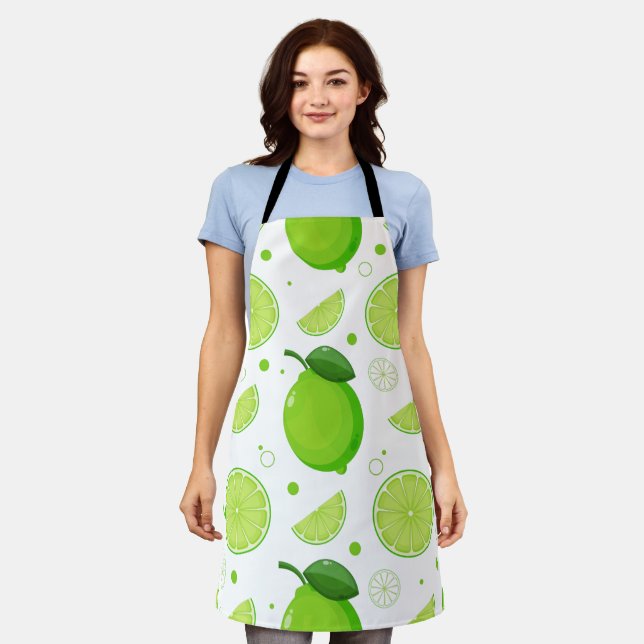 Lime and Lime Slices Pattern Apron (Worn)
