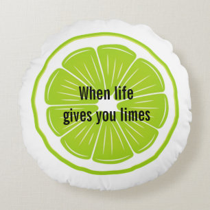 Lime and Margarita Design Round Pillow