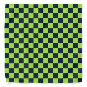 Lime and navy checkerboard pattern bandana
