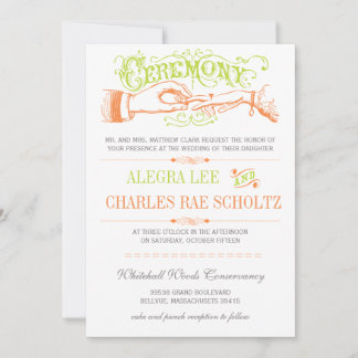 Lime and Orange Modern Vintage Typography Invite