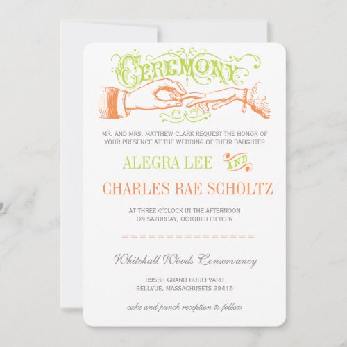 Lime and Orange Modern Vintage Typography Invite