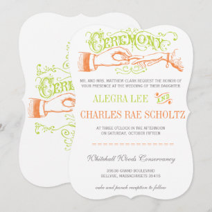 Lime and Orange Modern Vintage Typography Invite