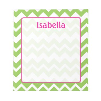Lime And Pink Chevron Zigzag Notepad by GemAnn at Zazzle