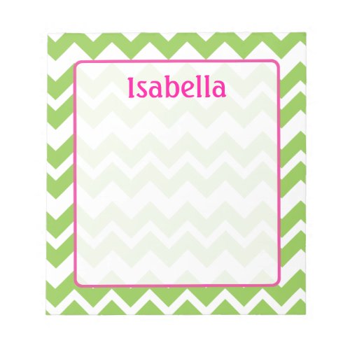 Lime and Pink Chevron Zigzag Notepad