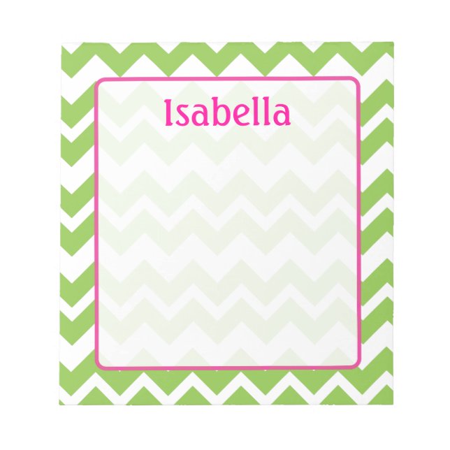 Lime and Pink Chevron Zigzag Notepad (Front)