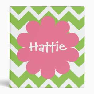 Lime and Pink Chevron Zigzag Personalized Binder