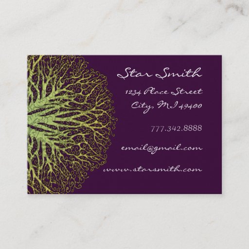 Customizable Lime and Plum Tree Business Card