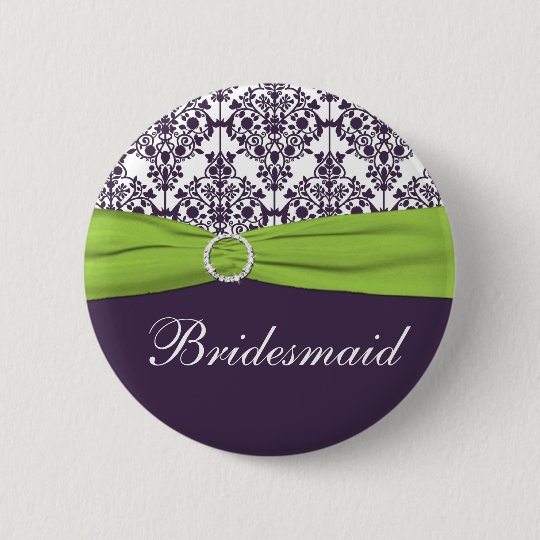 Lime and Purple Damask Bridesmaid Pin