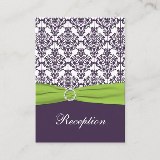 Customizable Lime and Purple Damask Enclosure Card Business Card Template
