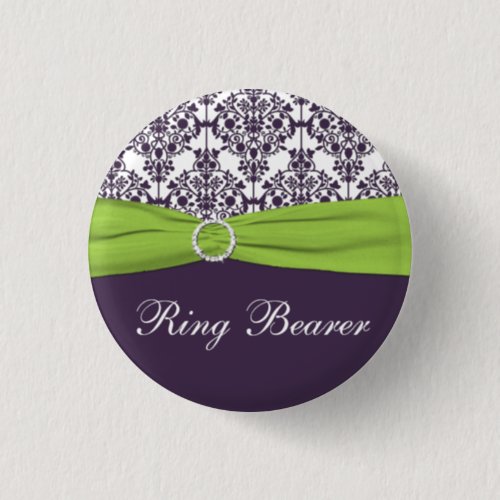 Lime and Purple Damask Ring Bearer Pin _ Small