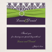 Lime and Purple Damask Wedding Favor Tag (Front & Back)