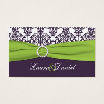 Lime And Purple Damask Wedding Favor Tag by NiteOwlStudio at Zazzle