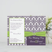Lime and Purple Damask Wedding Program (Standing Front)
