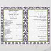 Lime and Purple Damask Wedding Program (Back)