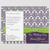 Lime and Purple Damask Wedding Program (Front/Back)