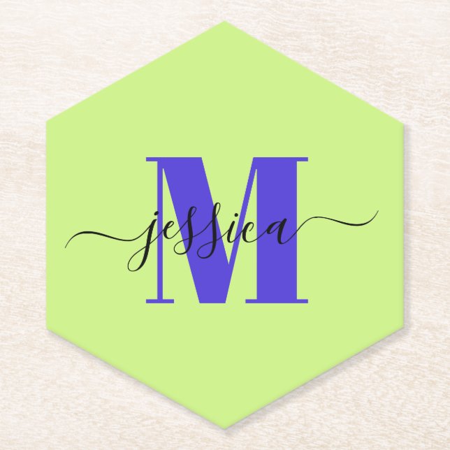 Lime and Purple Personalized Monogram Coasters (Front)