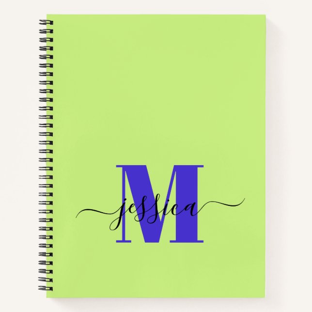 Lime and Purple Personalized Monogram Notebook (Front)