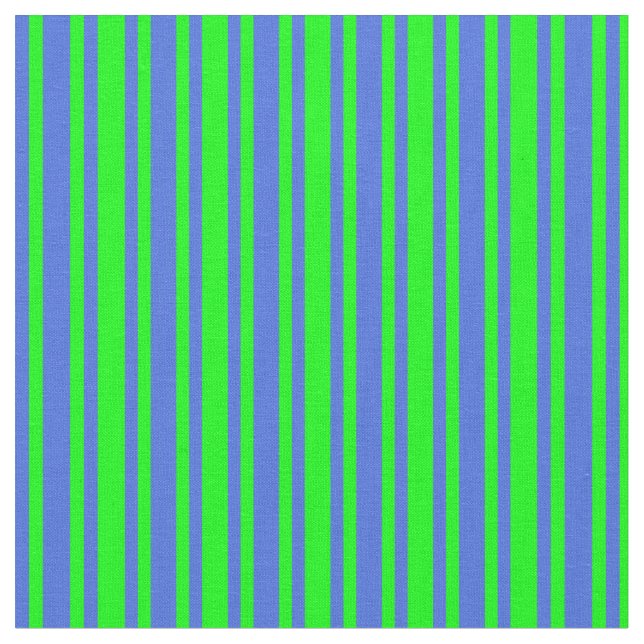 Lime and Royal Blue Pattern of Stripes Fabric (Close Up)