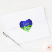 Lime and Royal Blue Sweet 16 Heart Shaped Sticker (Envelope)