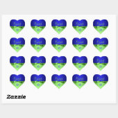 Lime and Royal Blue Sweet 16 Heart Shaped Sticker (Sheet)