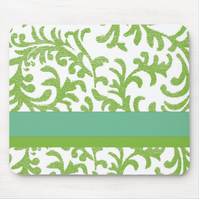Lime and Teal Floral Pattern Mouse Pad (Front)