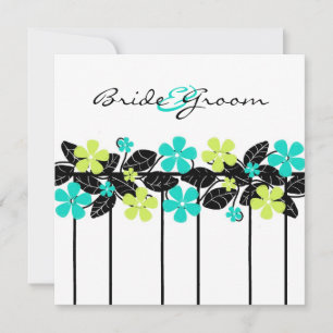 Lime and Turqouise Floral Wedding Invitation