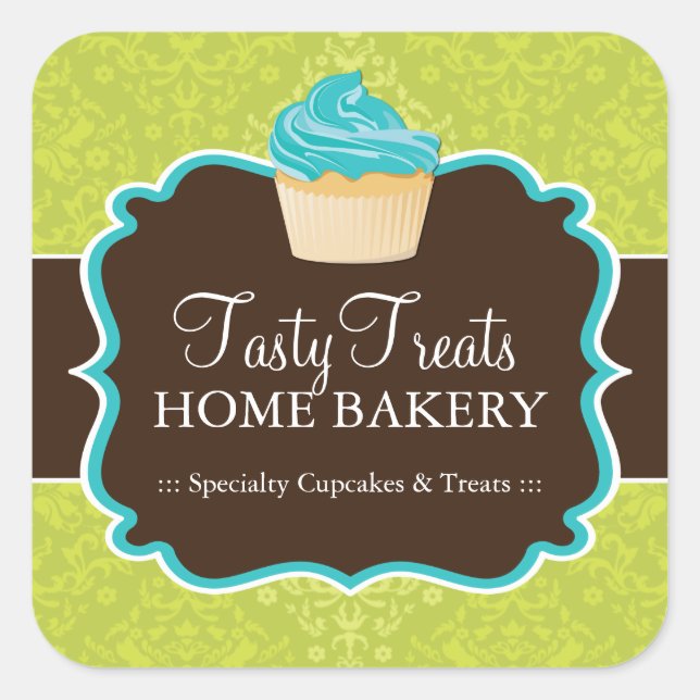 Lime and Turquoise Bakery Packaging Stickers (Front)