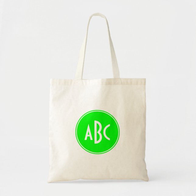 Lime and White Circle Monogram Tote Bag (Front)