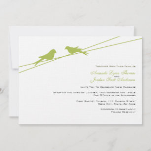 Lime and White Love Birds on a Wire Invitation