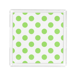 Lime and white polka dots acrylic tray