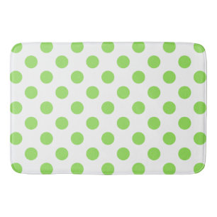 Lime and white polka dots bath mat