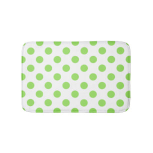 Lime and white polka dots bath mat